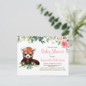 Niedlich Bear Wasserfarbe Rosa Blütendusche Einladungspostkarte (Stehend Vorderseite)