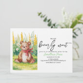 Niedlich Bear Watercolor Bear Wait Baby Dusche Einladung (Stehend Vorderseite)