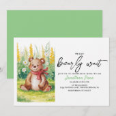 Niedlich Bear Watercolor Bear Wait Baby Dusche Einladung (Vorne/Hinten)