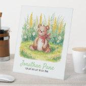 Niedlich Bear Watercolor Bear Wait Baby Dusche Sockelschild (In Situ)
