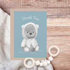 Niedlich Bear Watercolor Blue Baby Dusche Dankeskarte