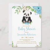 Niedlich Bear Watercolor Blue Boy Baby Dusche Einladung (Vorderseite)