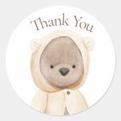 Niedlich Bear Watercolor Einfache Babydusche Viele Runder Aufkleber (Vorderseite)