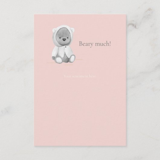 Niedlich Bear Watercolor Pink Kinderdusche Danke (Rückseite)