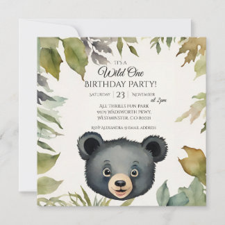 Niedlich Bear Wild Eins 1. Geburtstag Party Einladung