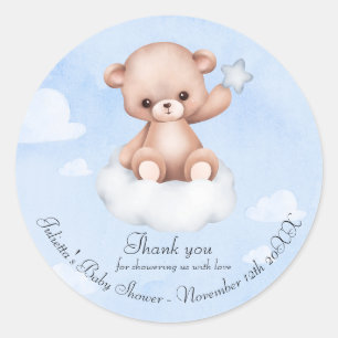 Niedlich Bearly Baby Dusche Danke Classic Runder Aufkleber