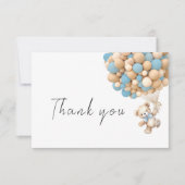 Niedlich Bearly Wait Teddy Bär Blue Ballon Dankeskarte (Vorderseite)