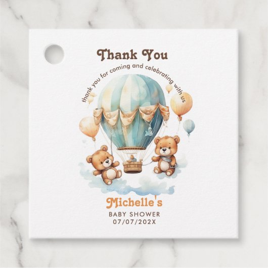 Niedlich Bearly Wait Twins Baby Dusche Danke Geschenkanhänger (Vorderseite)