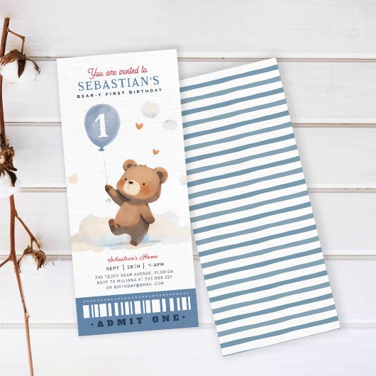 Niedlich Beary First Birthday Ticket Einladung