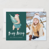 Niedlich Beary Merry Foto Feiertagskarte (Vorderseite)