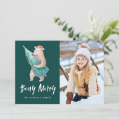 Niedlich Beary Merry Foto Feiertagskarte (Stehend Vorderseite)