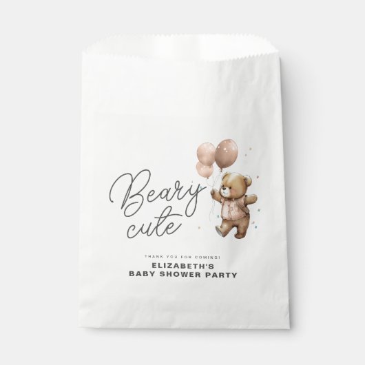 Niedlich Beary Sweet Baby Dusche Party Vielen Dank Geschenktütchen (Vorderseite)