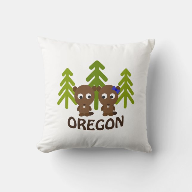 Niedlich Beaver Couple Oregon Kissen (Vorderseite)