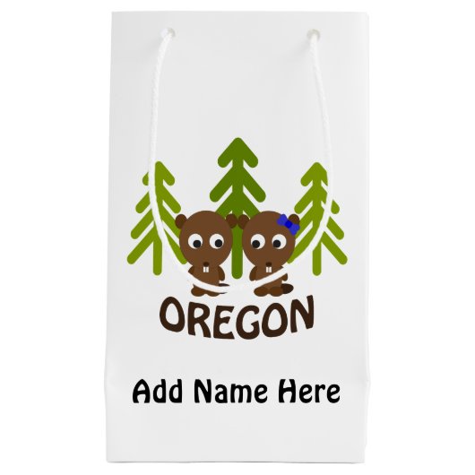 Niedlich Beaver Couple Oregon Kleine Geschenktüte (Vorderseite)