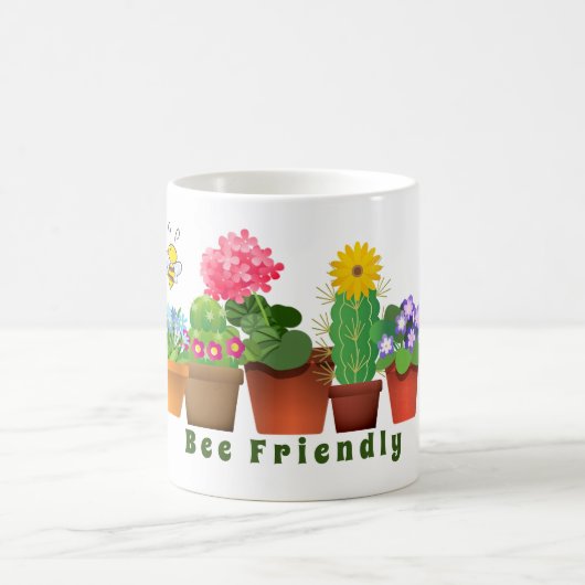 Niedlich Bee Friendly Cactus Flower Garden Kaffeetasse (Mittel)