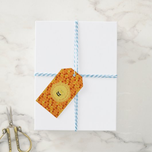 Niedlich Bee Themed Baby Dusche Vielen Dank Geschenkanhänger (Mit Garn)