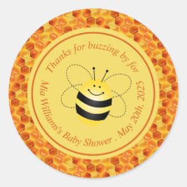 Niedlich Bee Themed Baby Dusche Vielen Dank Runder Aufkleber