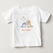niedlich-beige-blaue Aquarellbaby-Siegel + Einhorn Baby T-shirt (Vorderseite)