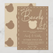 Niedlich Beige Brown Modern Gender Neutral Baby Du Einladung (Vorne/Hinten)