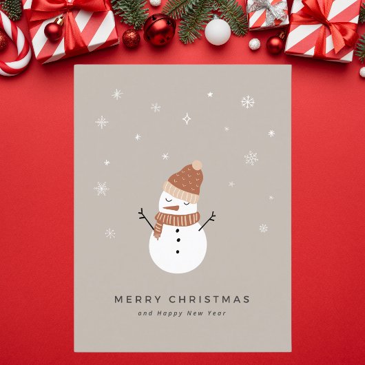 Niedlich Beige Illustriert Snowman Weihnachten