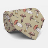 Niedlich Beige Mushroom Fungi Pattern Neck Tie Krawatte (Gerollt)