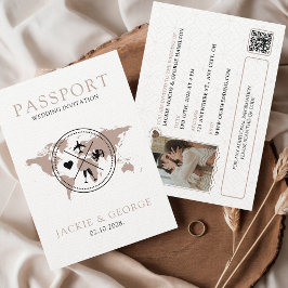 Niedlich Beige Passport Einmalige Hochzeit in Urla Einladung