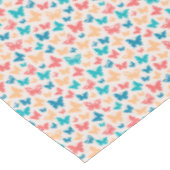 Niedlich-beige-türkisfarbener Schmetterling Tischdecke (Schrägansicht)