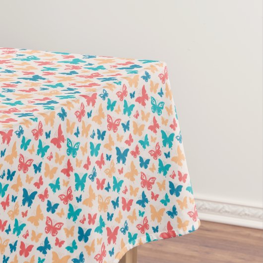Niedlich-beige-türkisfarbener Schmetterling Tischdecke (Beispiel)