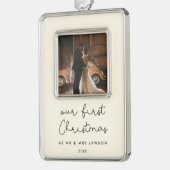 Niedlich Beige Unser erstes Foto Rahmen-Ornament Silber (Links)
