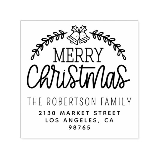 Niedlich Bells Weihnachtsfamilie Rücksendeadresse Permastempel (Design)