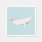 Niedlich Beluga Whale Illustration Blue Serviette (Vorderseite)