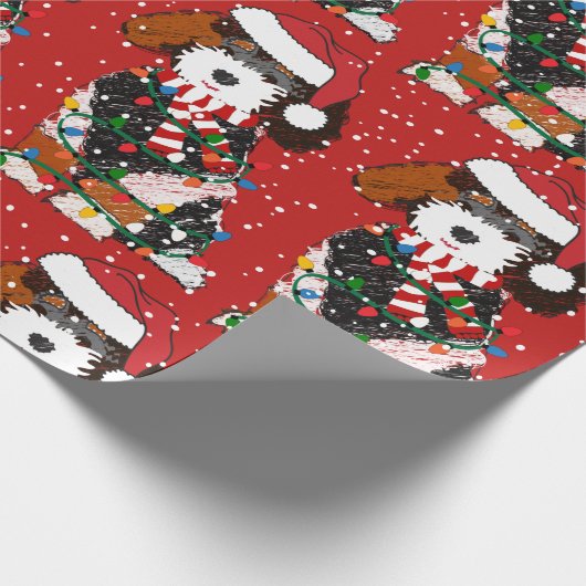 Niedlich Bernedoodle Mountain Hund Red Geschenkpapier (Ecke)