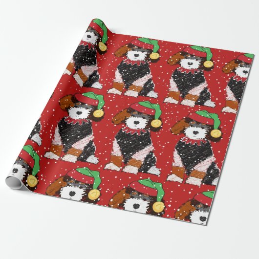 Niedlich Bernedoodle Mountain Hund Red Geschenkpapier (Ungerollt)