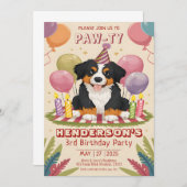 Niedlich Berner Puppy Party Bernese Dog Birthday Einladung (Vorne/Hinten)