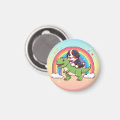 Niedlich Bernese Mountain Dog Riding T-Rex Dinosau Magnet (Vorderseite/Rückseite)
