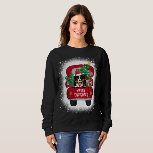 Niedlich Bernese Mountain Red Truck Merry Christma Sweatshirt (Vorne ganz)
