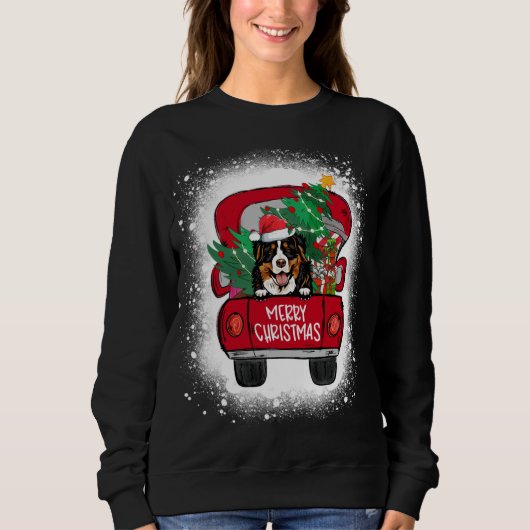 Niedlich Bernese Mountain Red Truck Merry Christma Sweatshirt (Vorderseite)