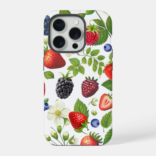 Niedlich Berry Collage Phone Case - Strawberry, Bl iPhone Hülle (Rückseite)