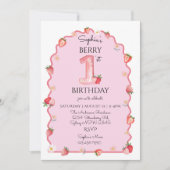 Niedlich Berry First 1. Geburtstag Wavy Einladung (Vorderseite)
