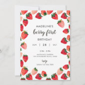 Niedlich Berry First Birthday Einladung (Vorderseite)