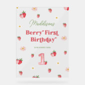 Niedlich Berry First Birthday Girls Strawberry Wil Acrylschild (Vorderseite)