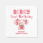 Niedlich Berry First Birthday Strawberry Pink Serviette (Vorderseite)