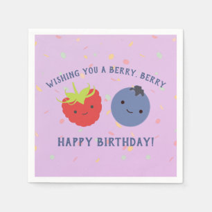 Niedlich Berry Happy Birthday Pun Kawaii Beeren Serviette