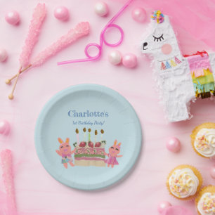 Niedlich Berry Sweet Bunny Blue Kindergeburtstag P Pappteller