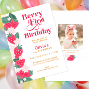 Niedlich Berry Sweet Strawberries Geburtstagsparty Einladung