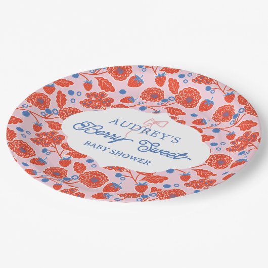 Niedlich Berry Sweet Strawberry Blueberry Babydusc Pappteller (Schrägansicht)