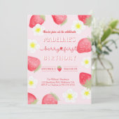 niedlich Berry Sweet Strawberry Geburtstag Einladung (Stehend Vorderseite)