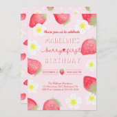 niedlich Berry Sweet Strawberry Geburtstag Einladung (Vorne/Hinten)