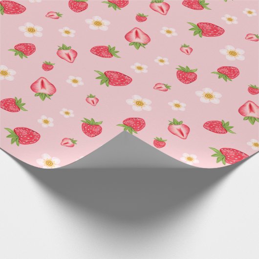 Niedlich Berry Sweet Strawberry Muster Pink Geschenkpapier (Ecke)