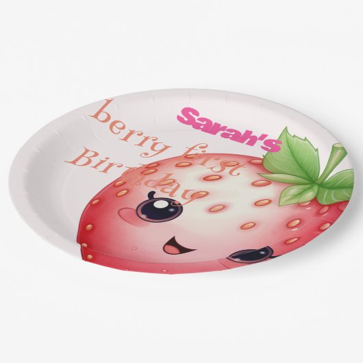 Niedlich Berry zum ersten Geburtstag Pappteller (Schrägansicht)